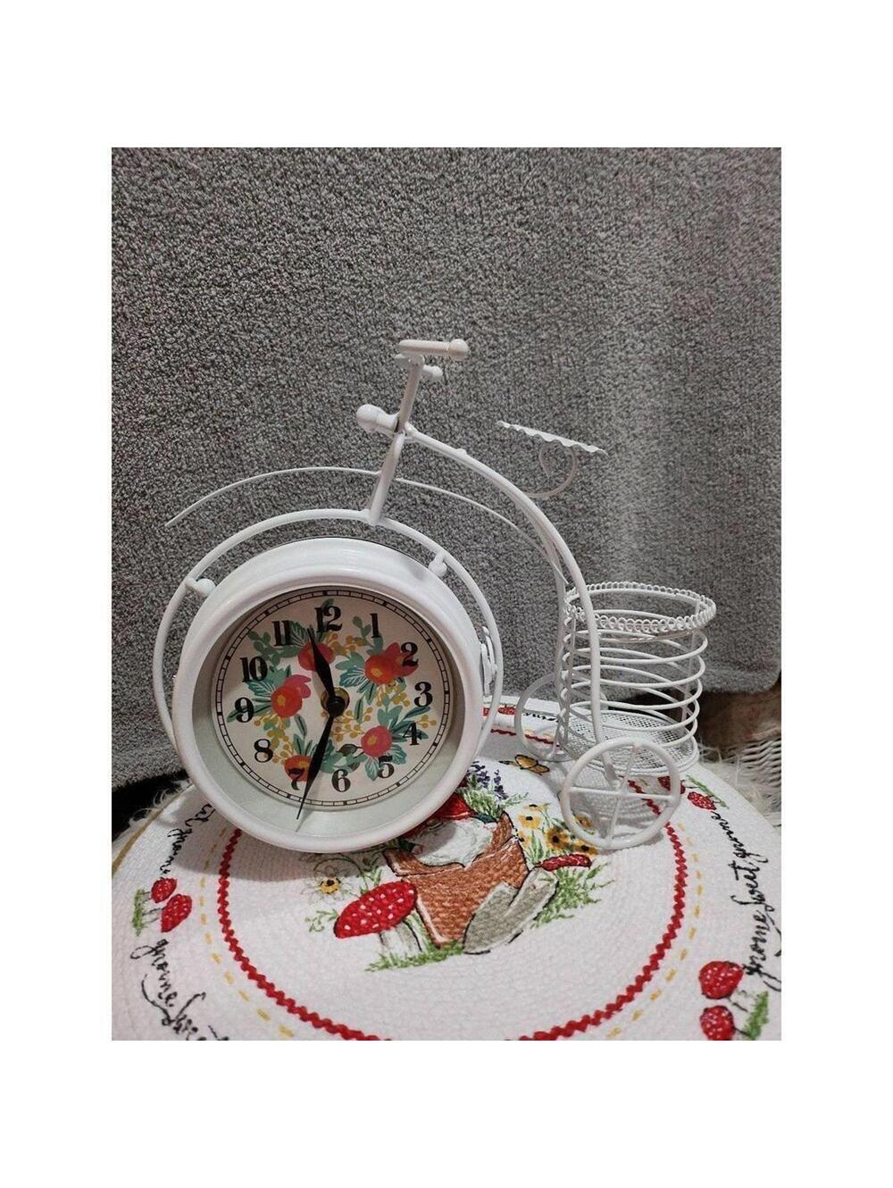 Table Bike Clock Desk Clock Desktop Metal Clock for Office Bedroom Silent